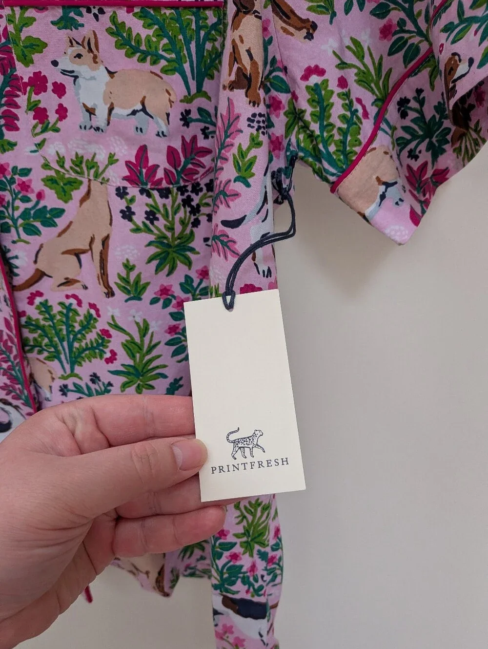 NWT Printfresh Pink Must Love Dogs Short Sleep Top & Long Pants Set Size Large